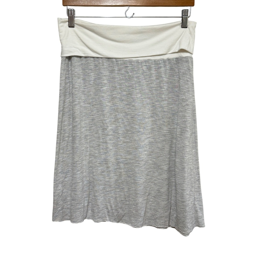 Fresh Laundry Skirt Womens Large Gray Striped Fold Over Waist Casual Beach